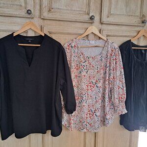 3 Top Bundle Black, Floral, Black